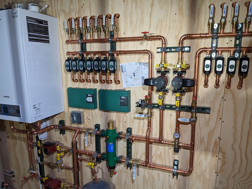 Radiant in-floor heat with lower temp H20 for base