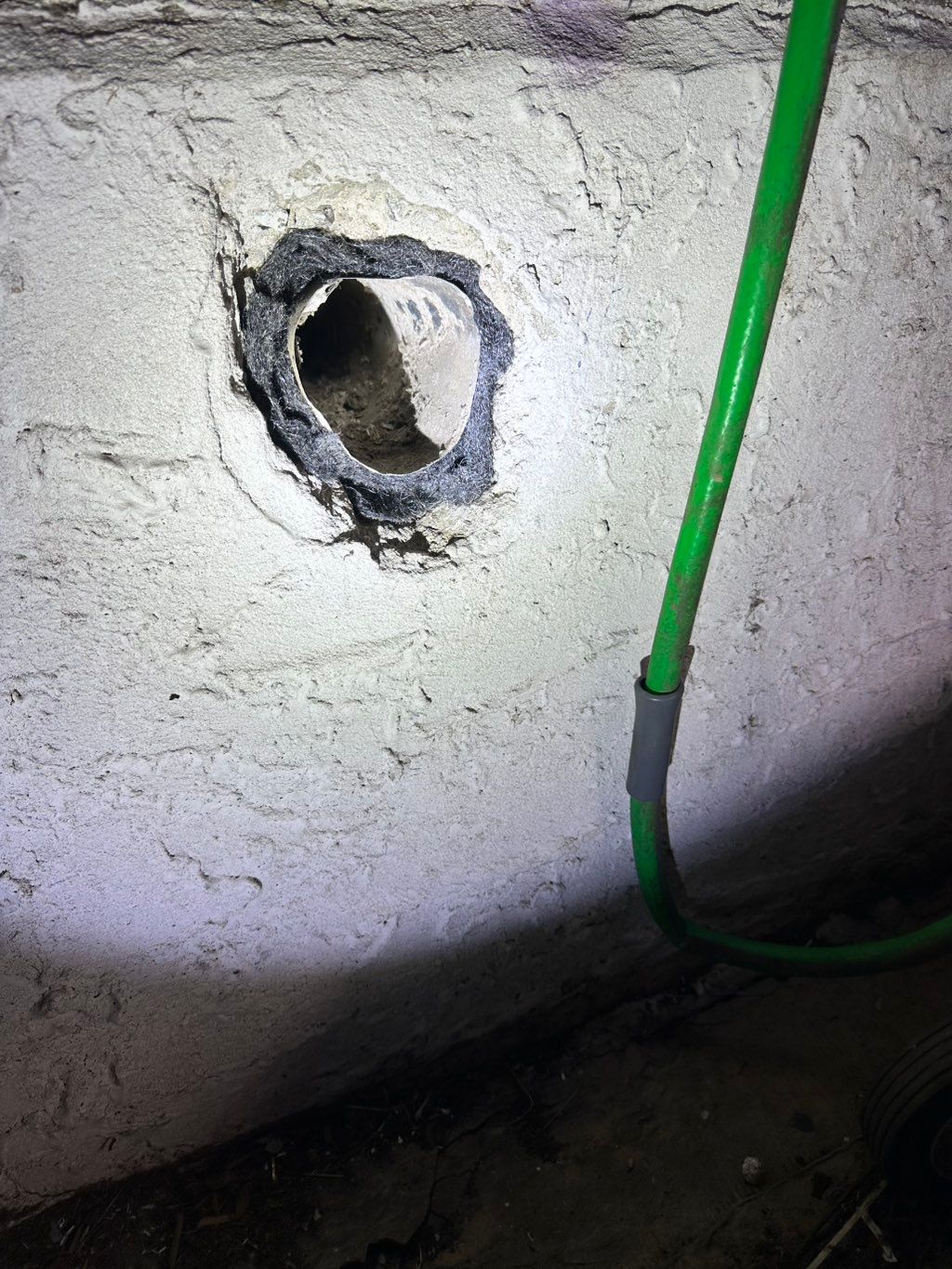 After - Temporarily sealed around piping and recom