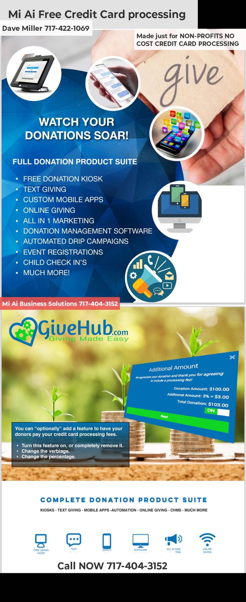 Nonprofits events premade and free card processing