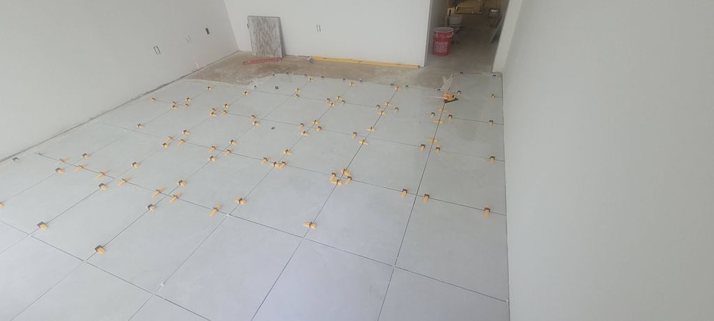 During: In the process of the tile installation..