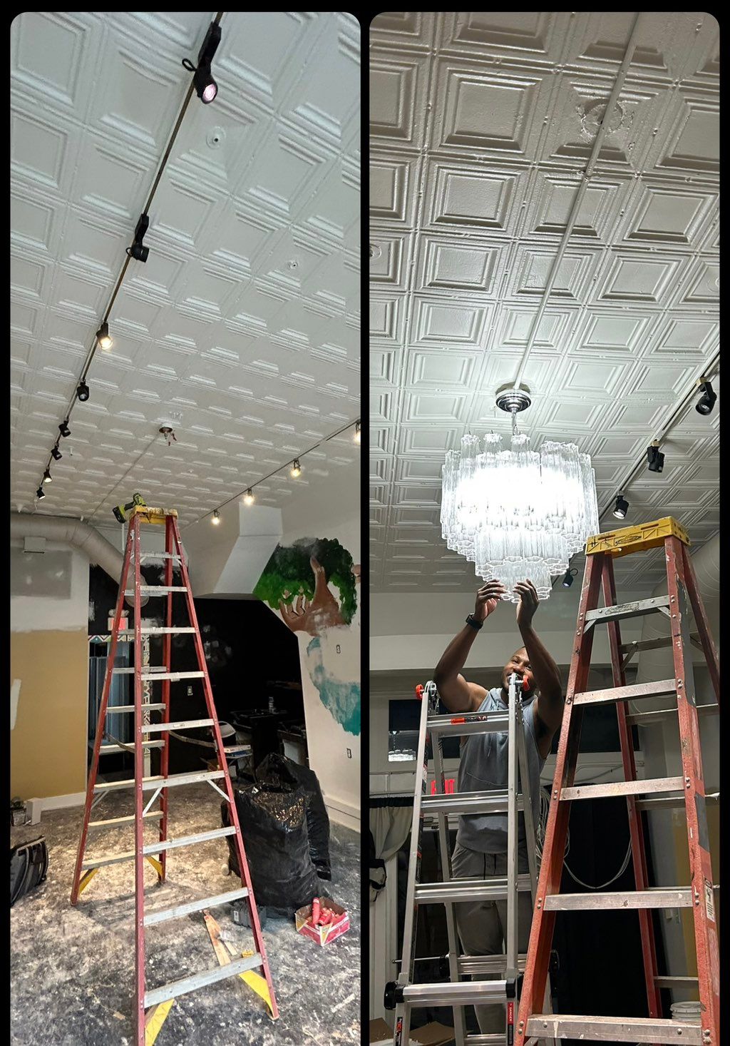 100lb Chandelier install 14ft ceiling 