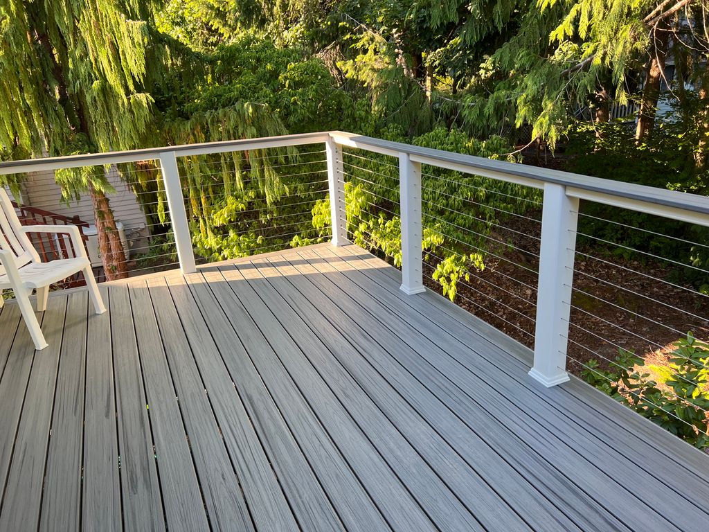 new deck using Trex and cable rails