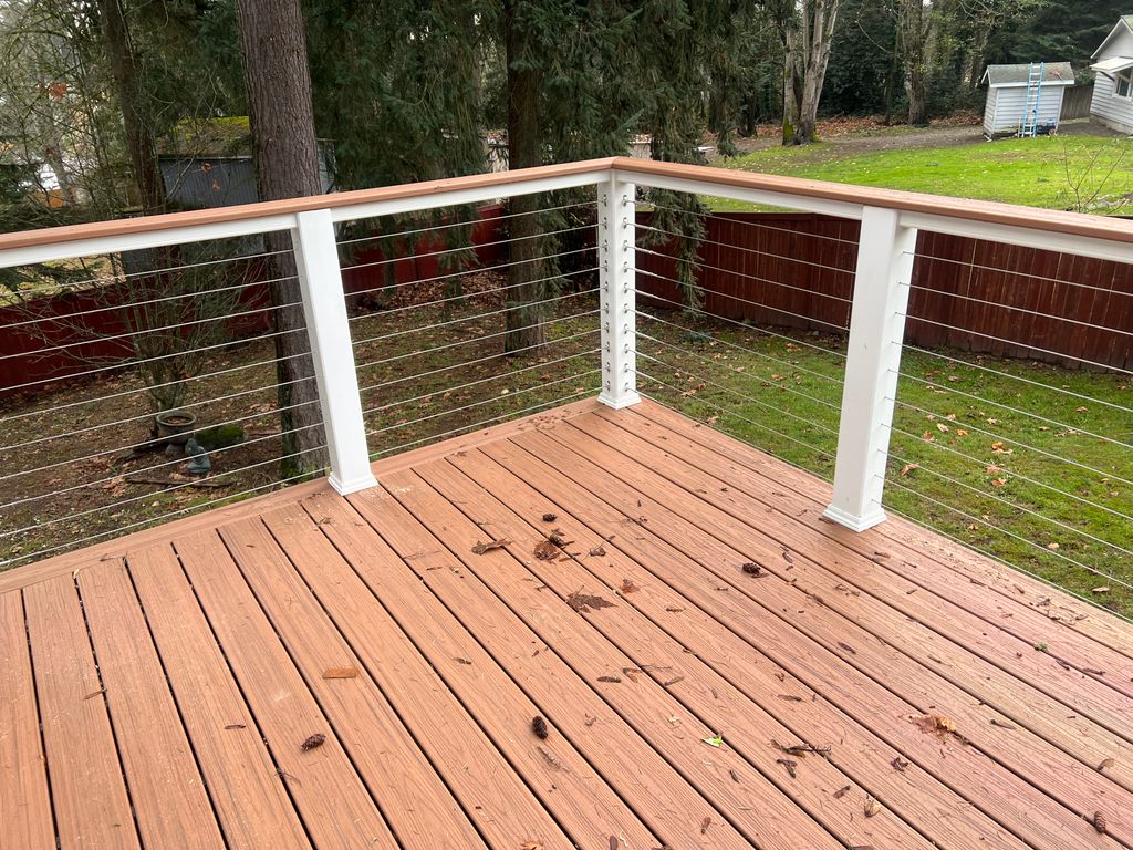 new deck using Trex and cable rails