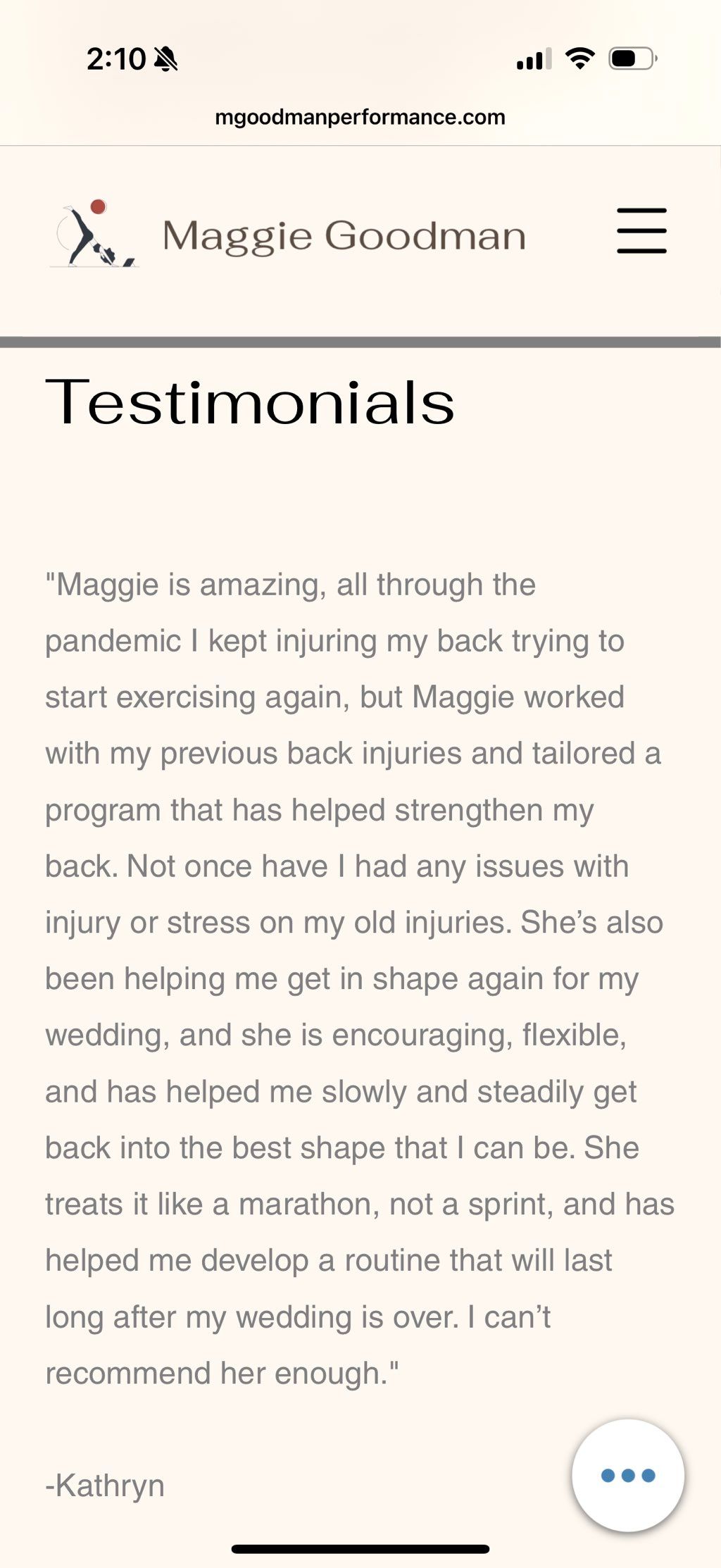 Testimonials from clients