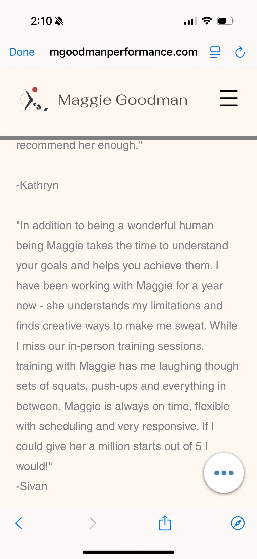 Testimonials from clients