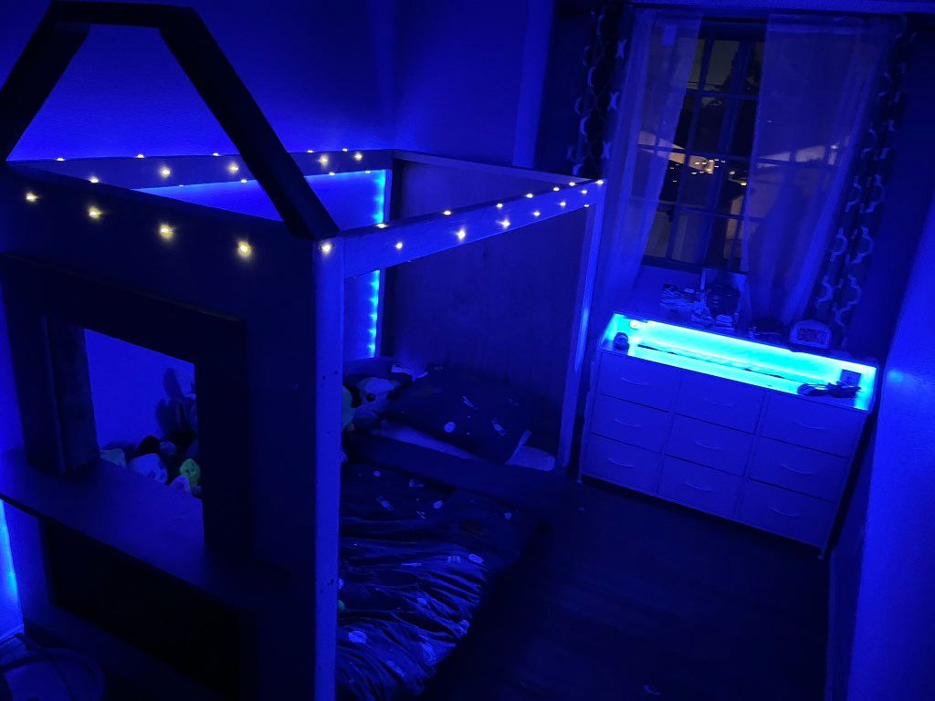 Custom built bed for toddler, with led and fairy l