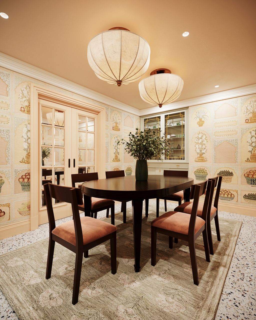 A color drenched Indian heritage inspired dining r