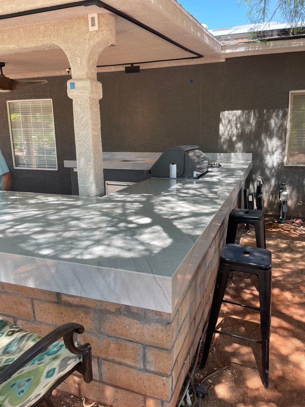 Custom 4” mitered edge outdoor kitchen countertops