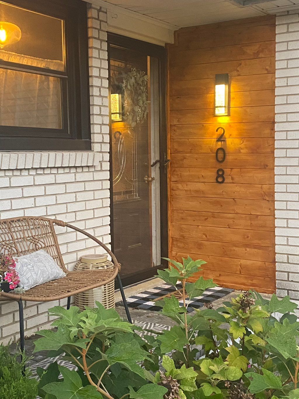 I installed the wood, lights and address numbers a