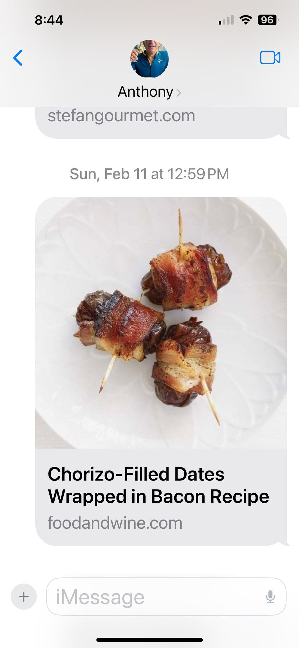 Dates stuffed with chorizo &  wrapped in Bacon