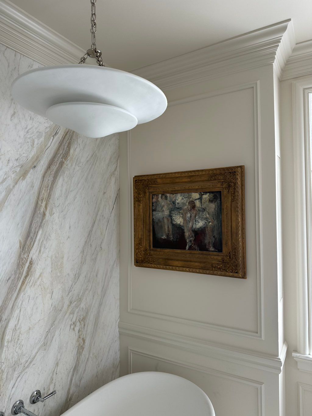 Fine art securely mounted in a stunning bathroom s