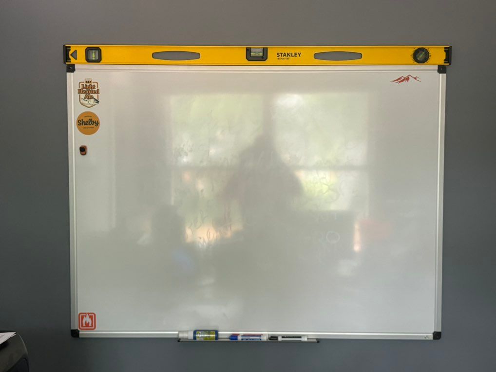 Always level. Heavy whiteboard.