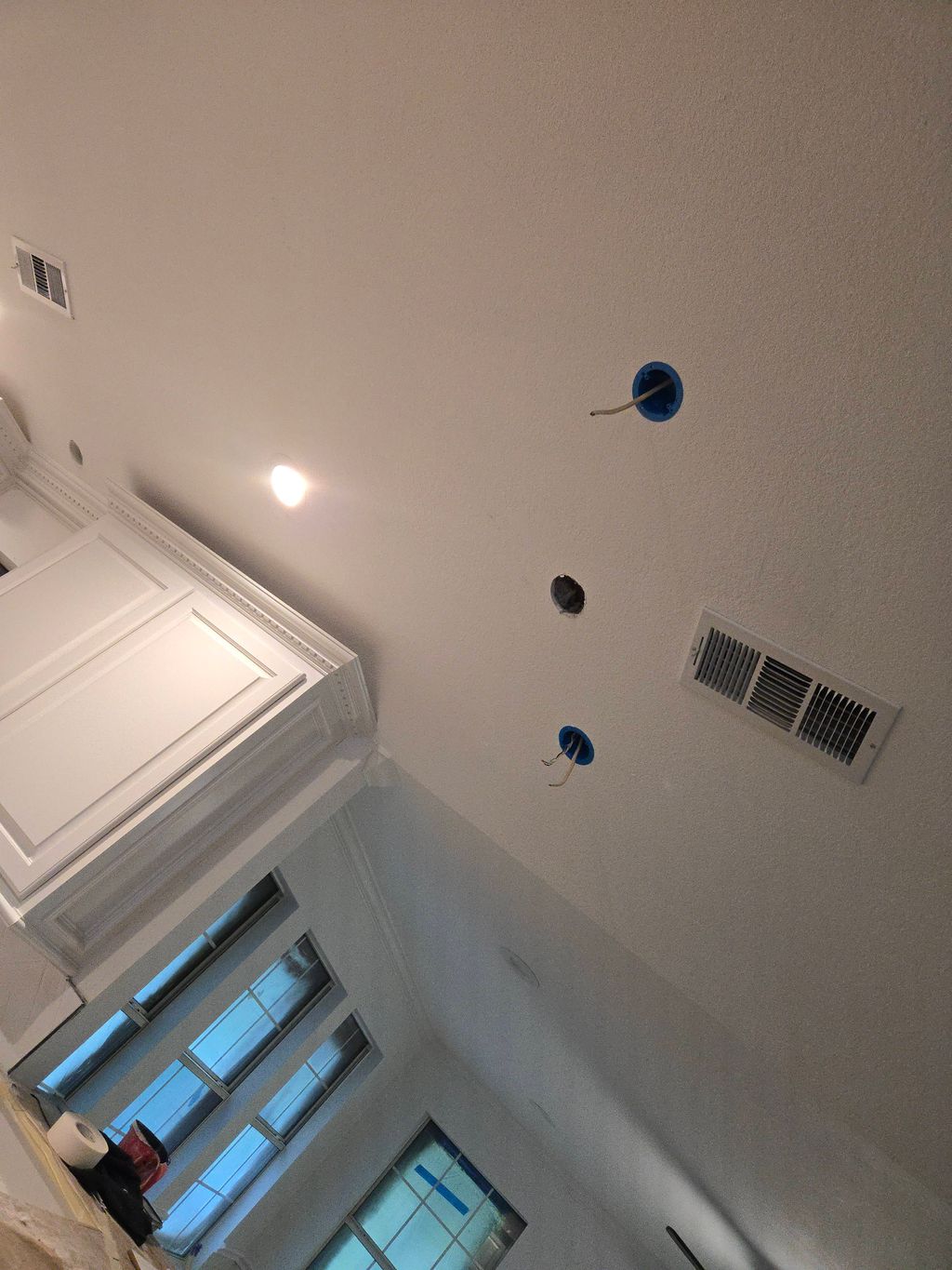 moved and added new light centered to kitchen bar(