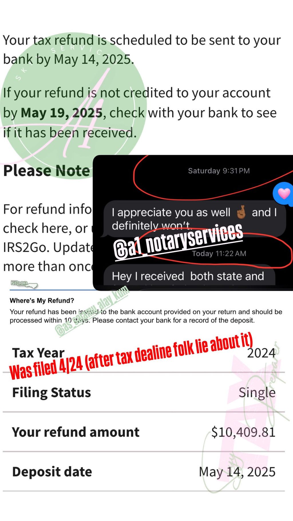 2024 Federal & State Refunds Drops under 21 days
