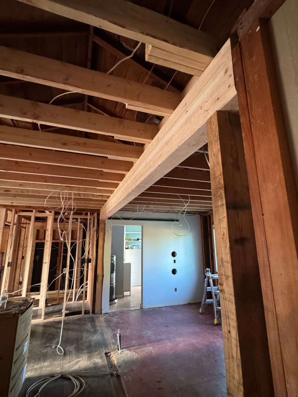 Beam installed in ceiling