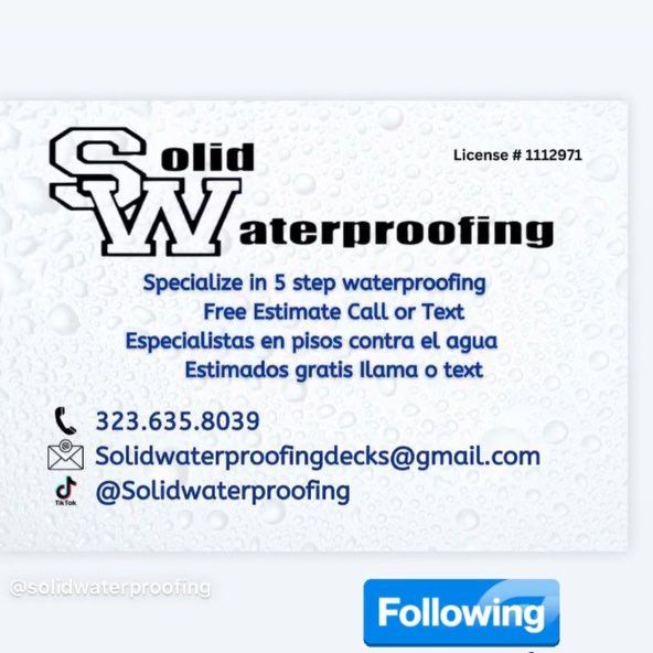 Solid waterproofing decks