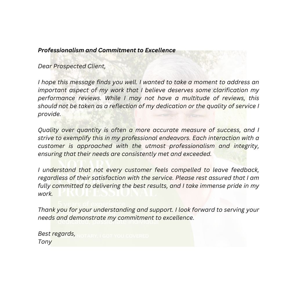 Professionalism and Commitment to Excellence