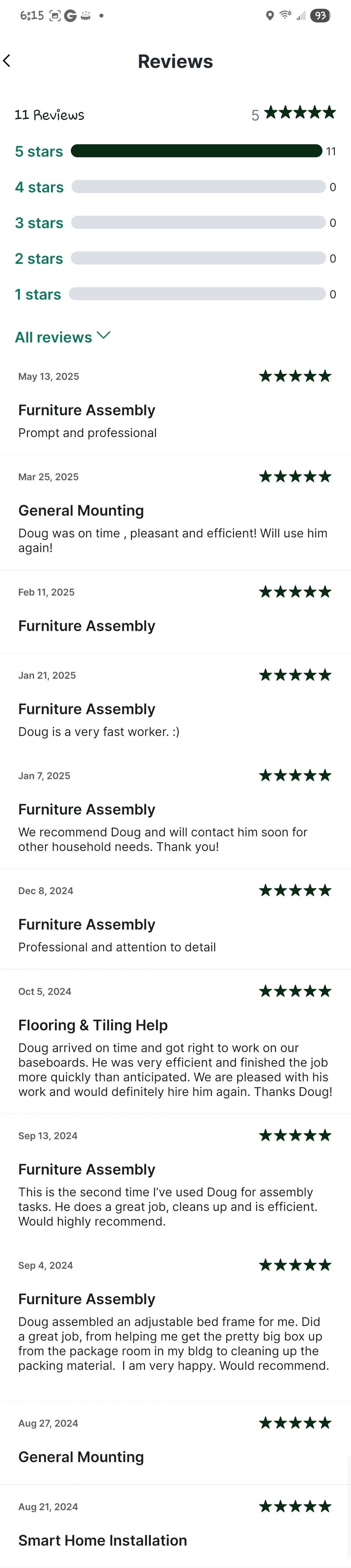 My reviews on TaskRabbit