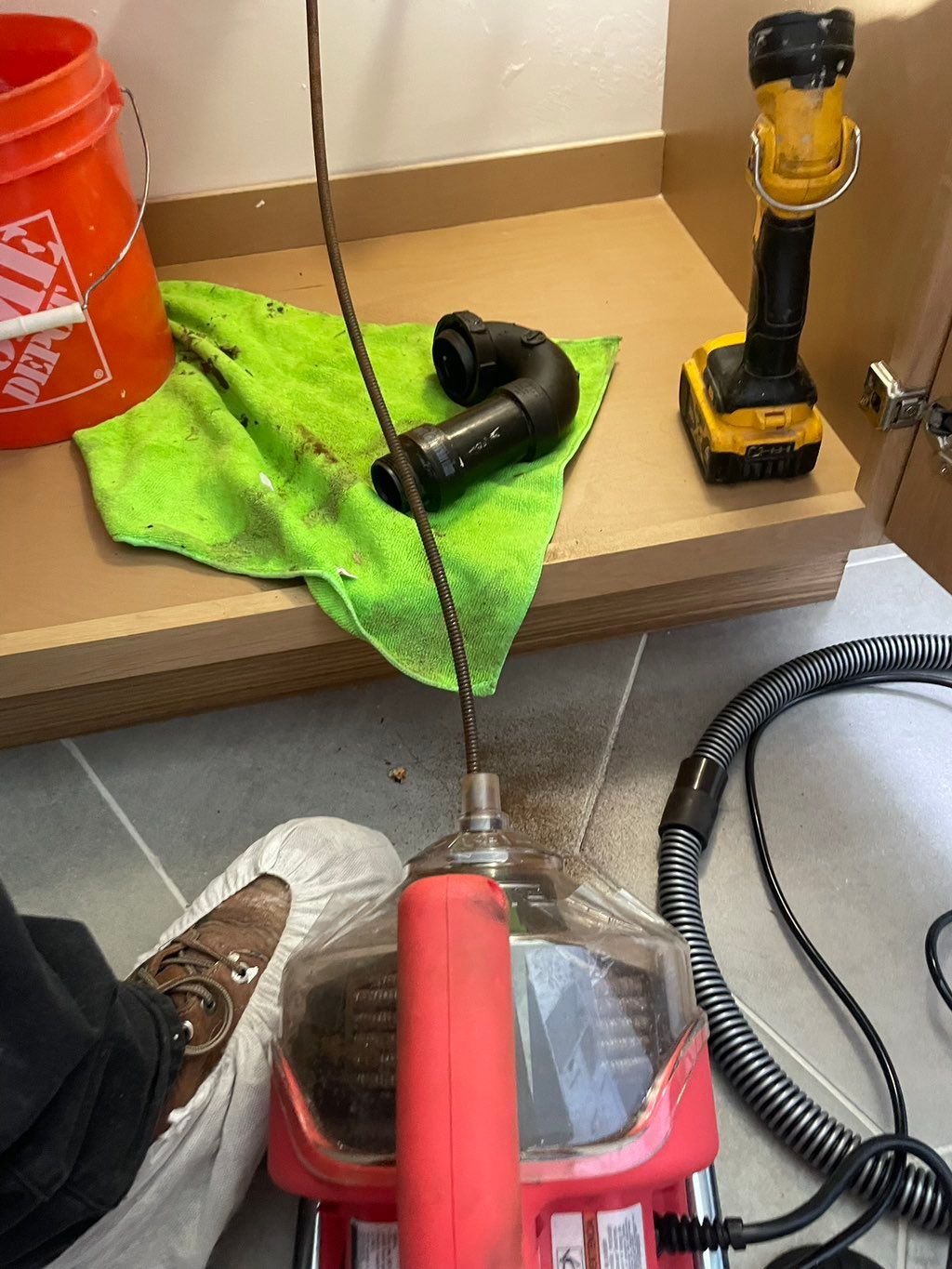 Use the snake to unclog sink.