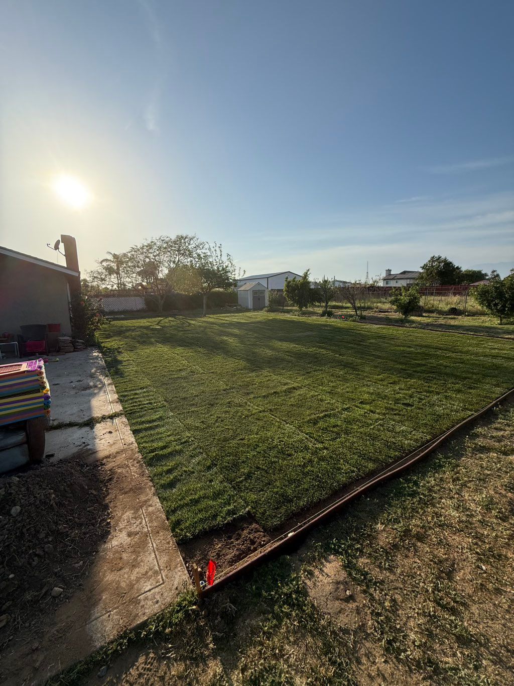 90% completed sod and sprinkler installation 