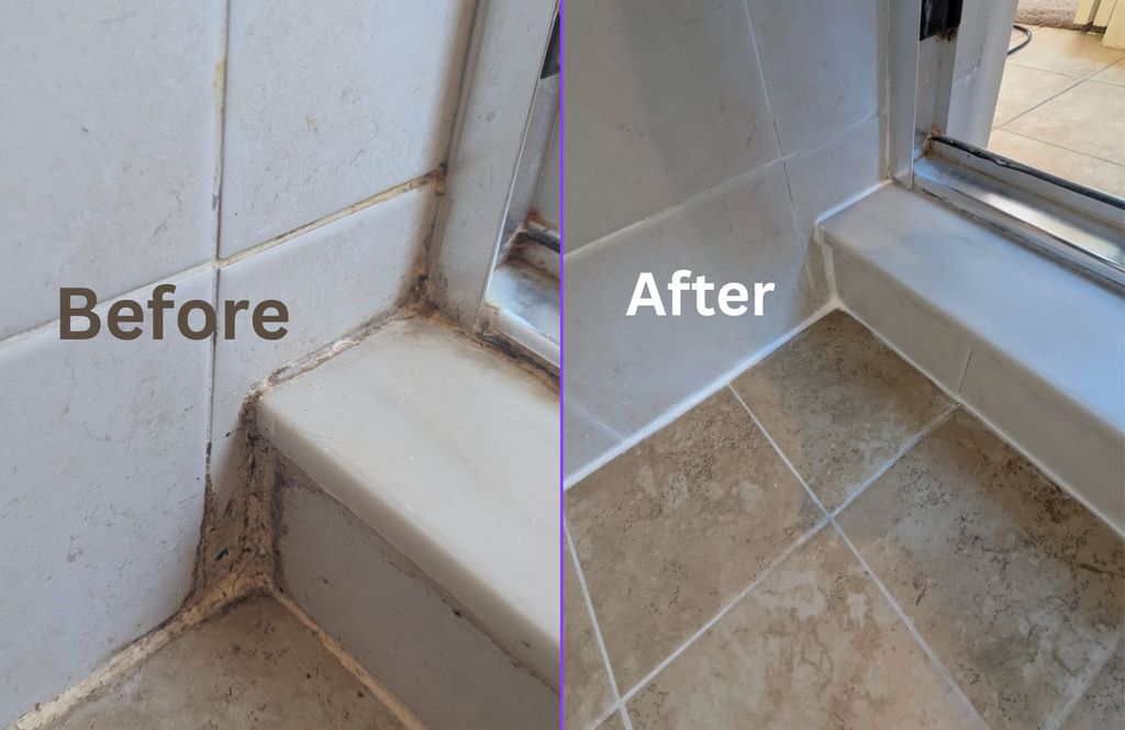 Grout Cleaning with some Pretty Caulk lines