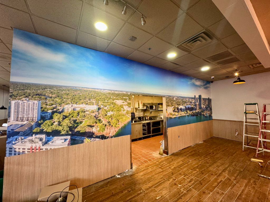 Canvas Mural installation of Lake Eola Downtown Or