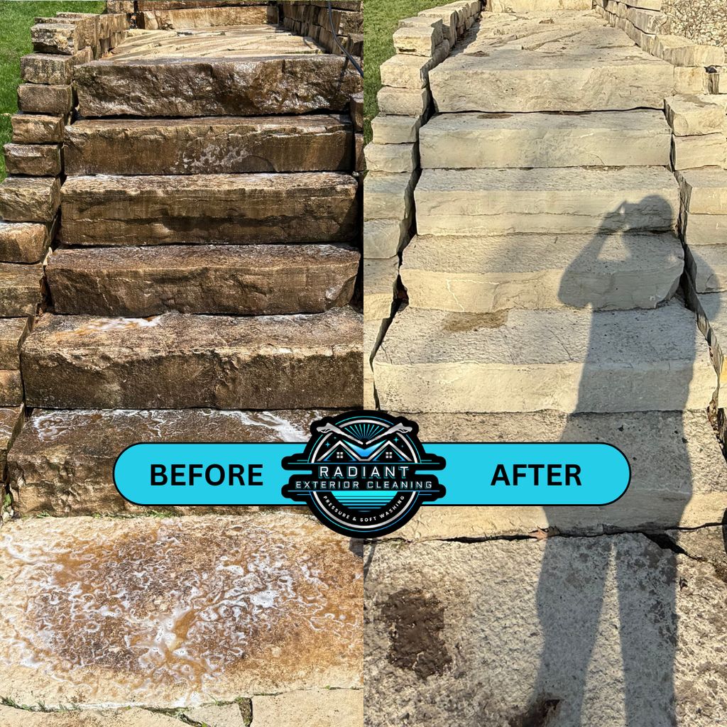 stone stairs pressure washing