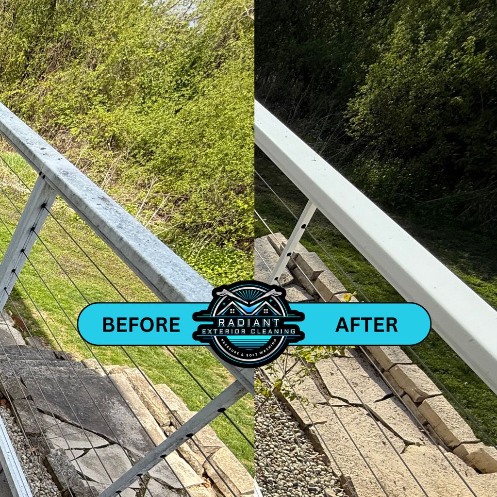 vinyl railing cleaning on deck