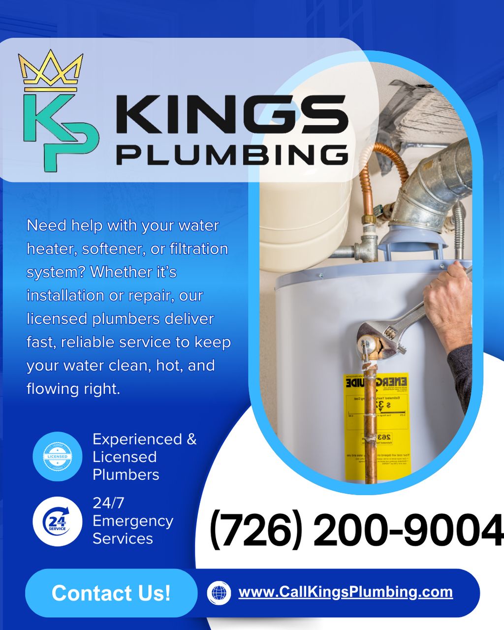 At Kings Plumbing, we specialize in water heater, 