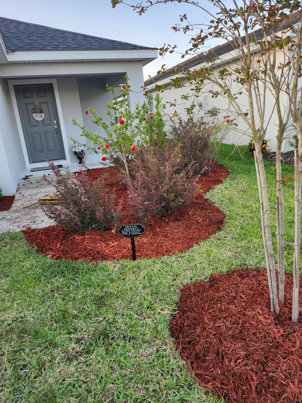 3 hour mulch swap, with landscaping fabric install