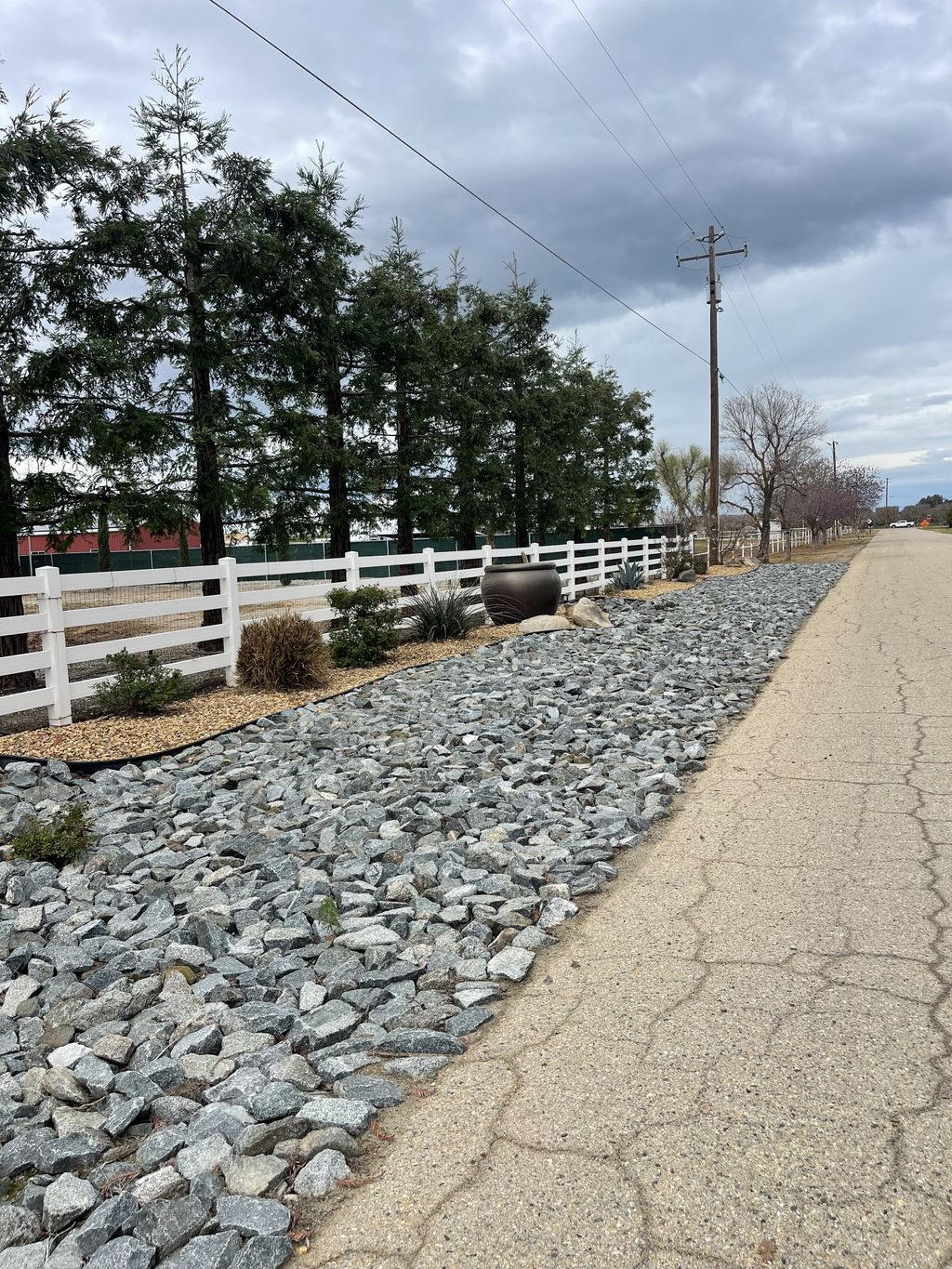 Roadside rock bedding installtion.