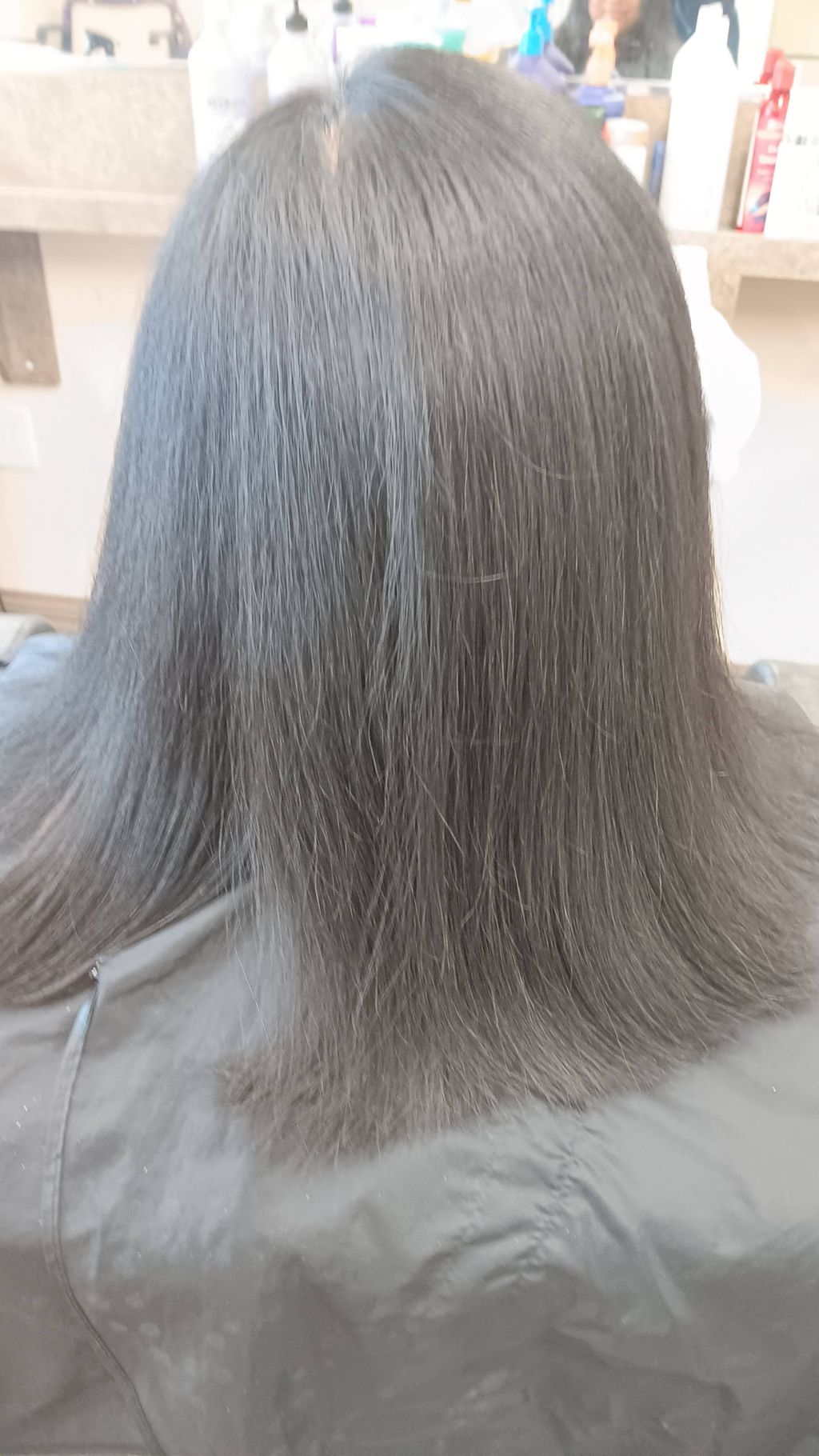 After keratin treatment and trim