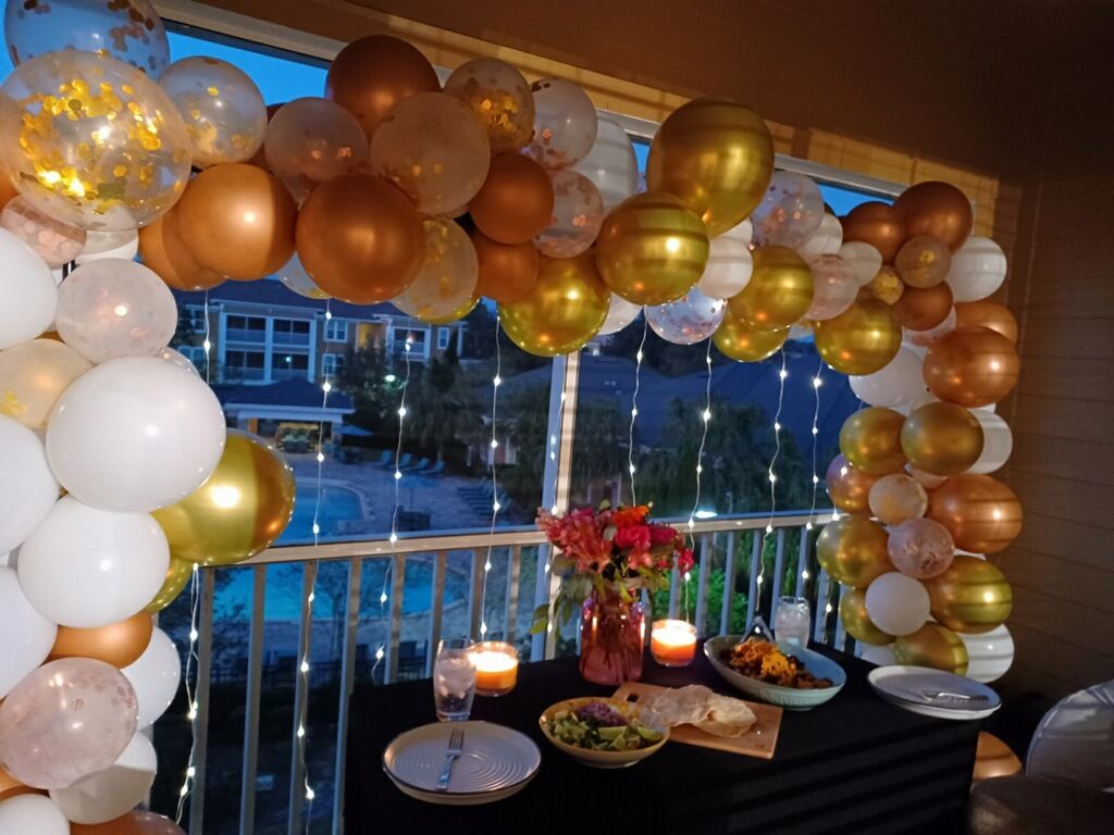 Romantic Proposal Dinner with Balloon Garland