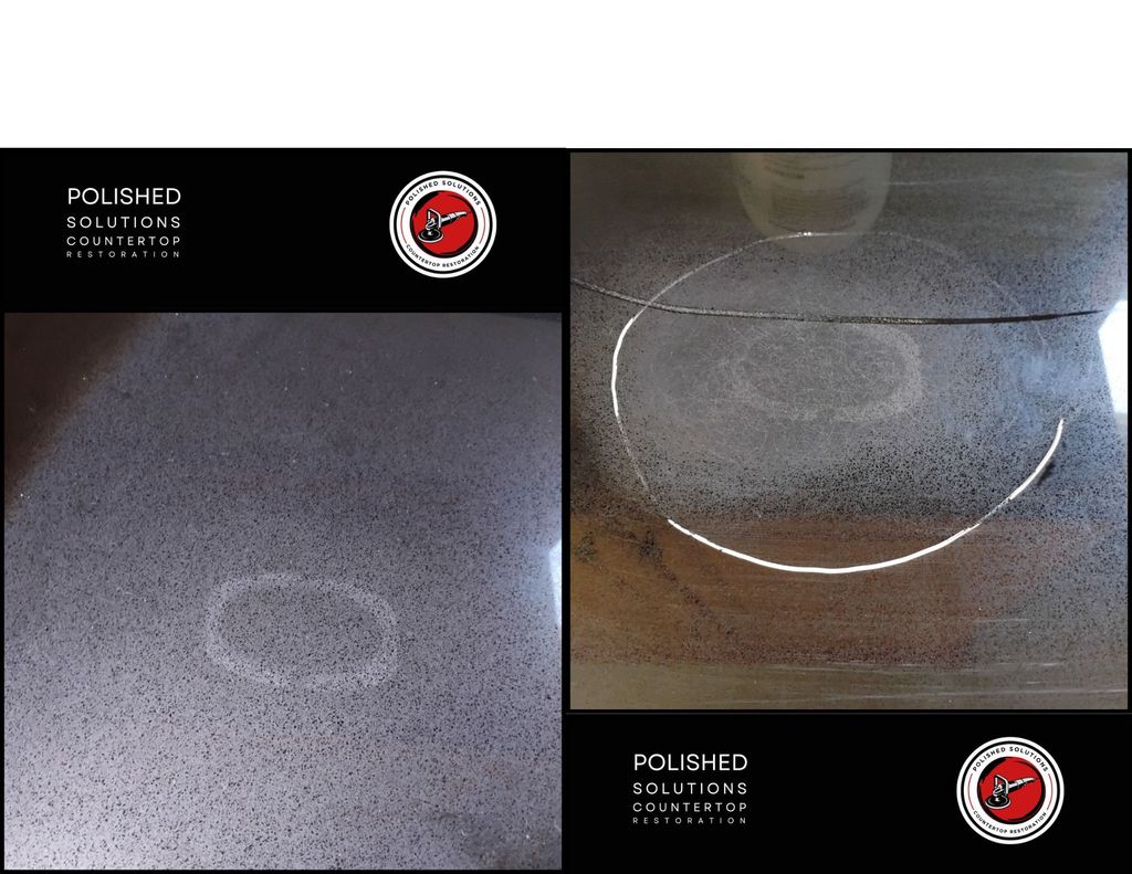 Before of chemical etch in quartz countertop.