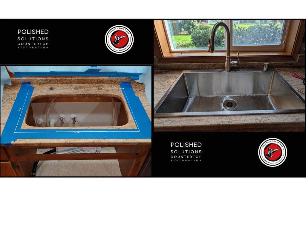 Before and after. Drop in sink alteration.