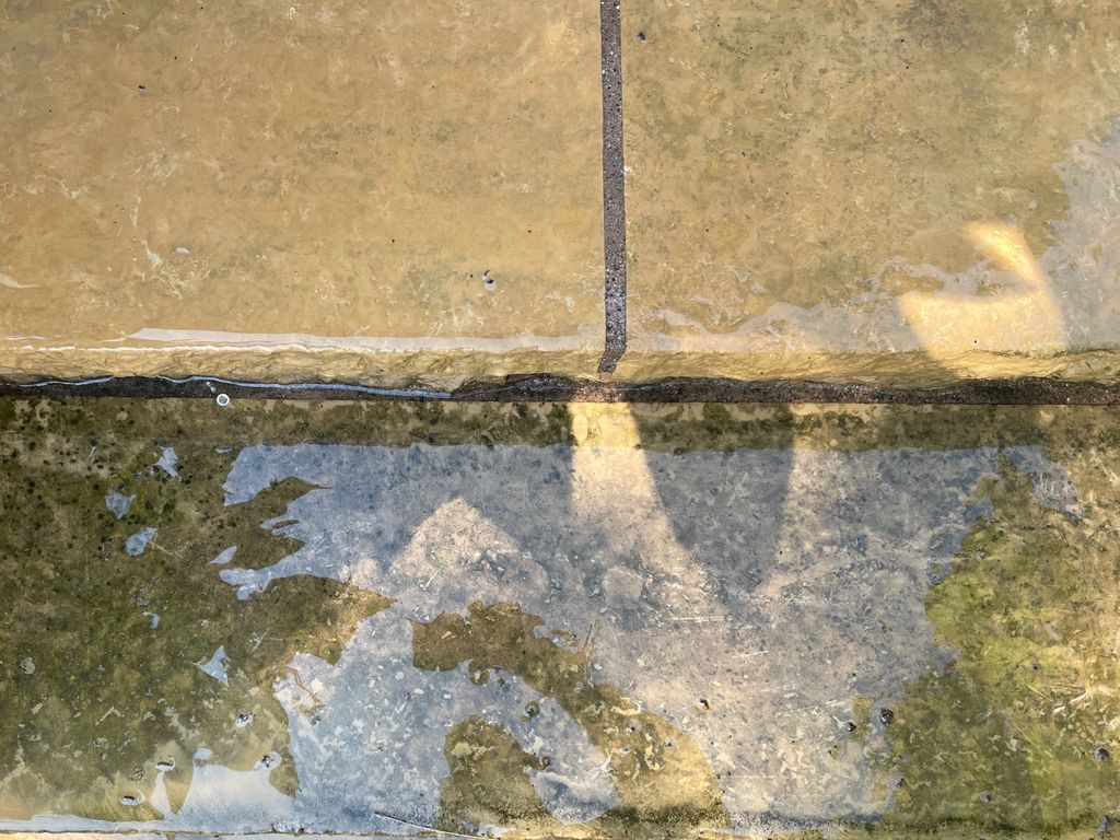 before and after of pressure washing steps