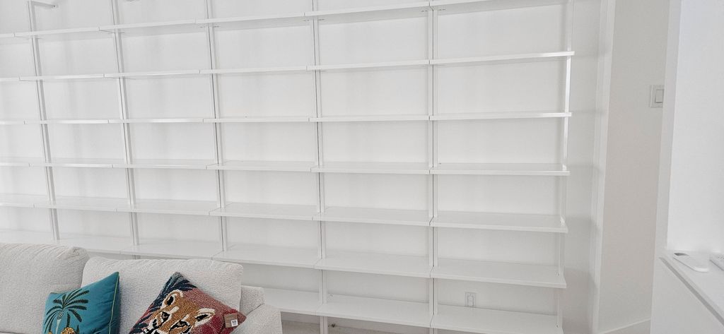 Shelves across the entire wall.

