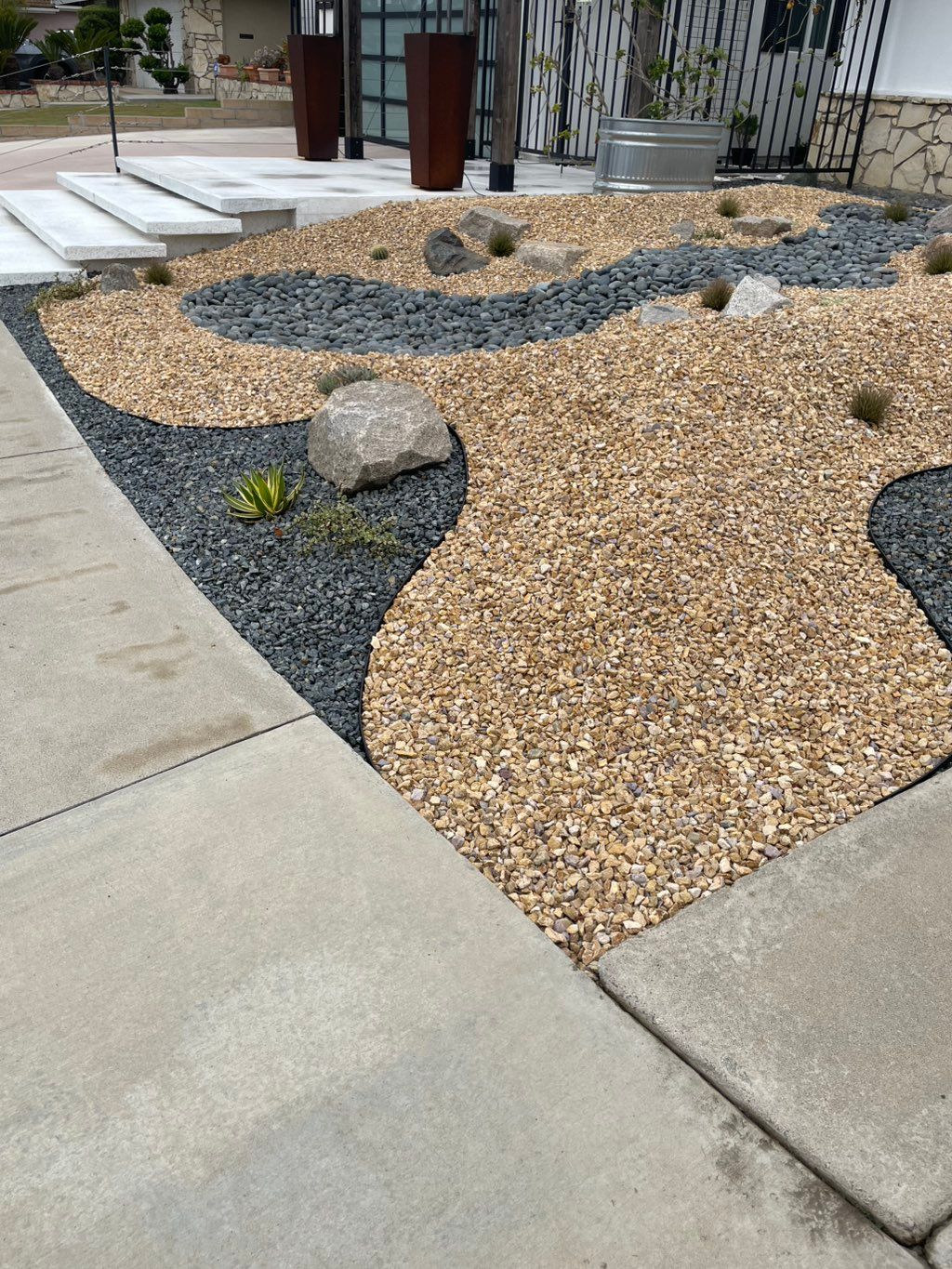 Two different colored rocks desert look 