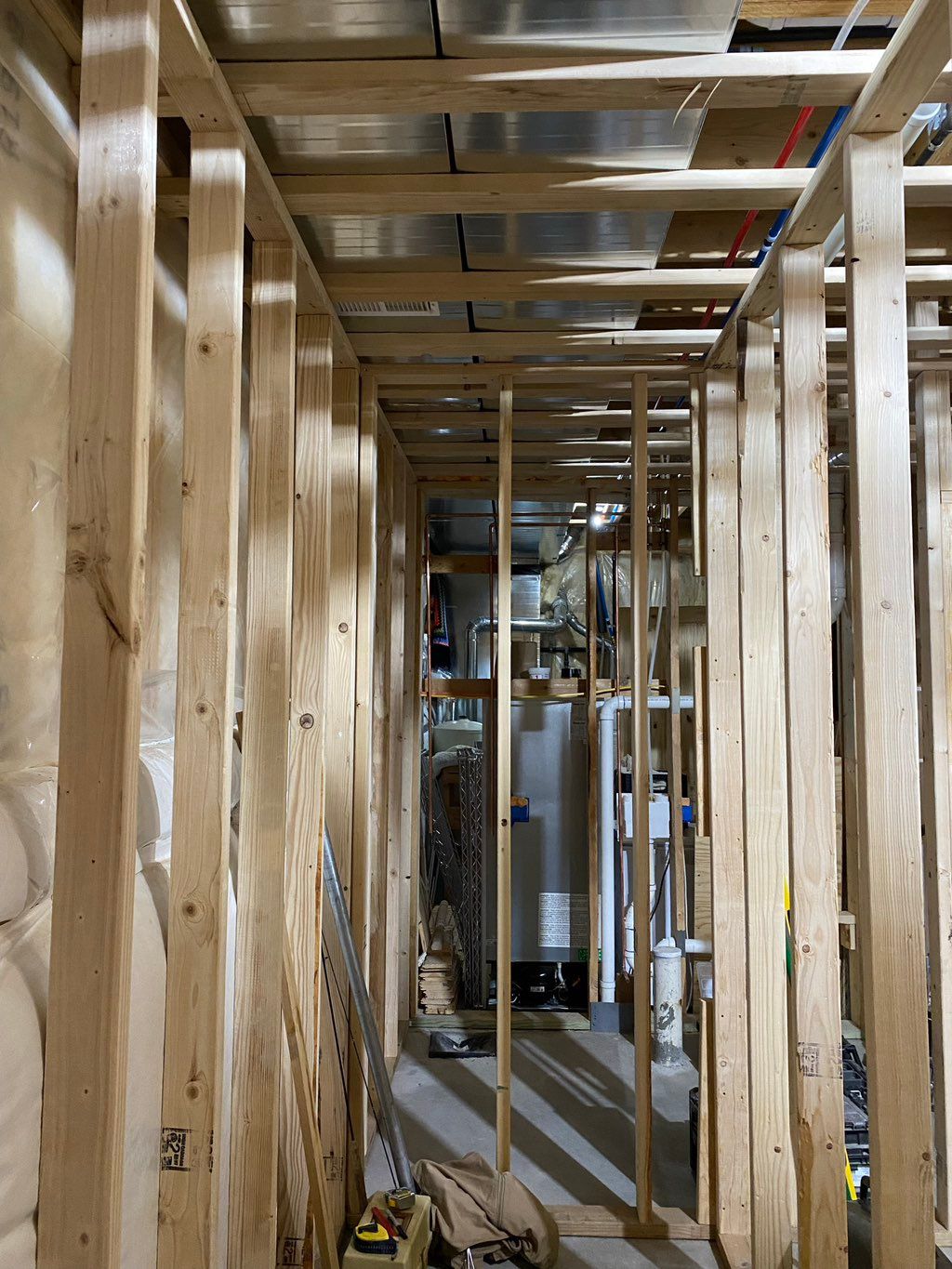 Framed out basement for customer