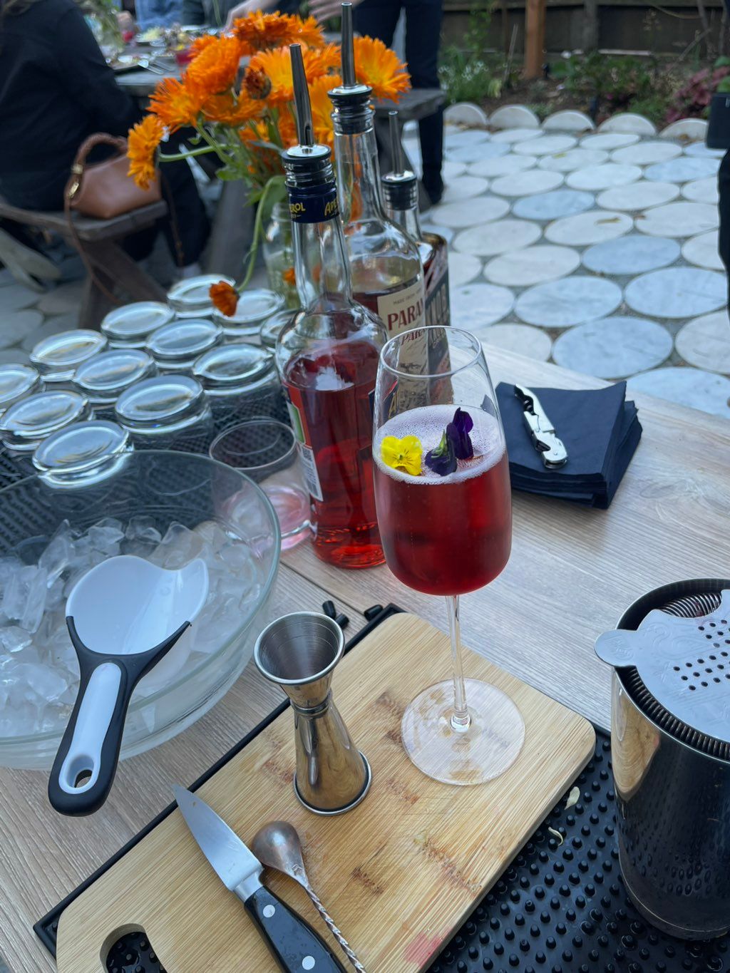 Prosecco with homemade hibiscus syrup 