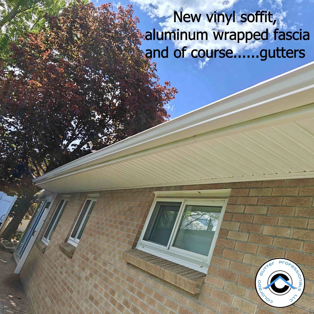 New seamless gutters, aluminum wrap fascia, and vi