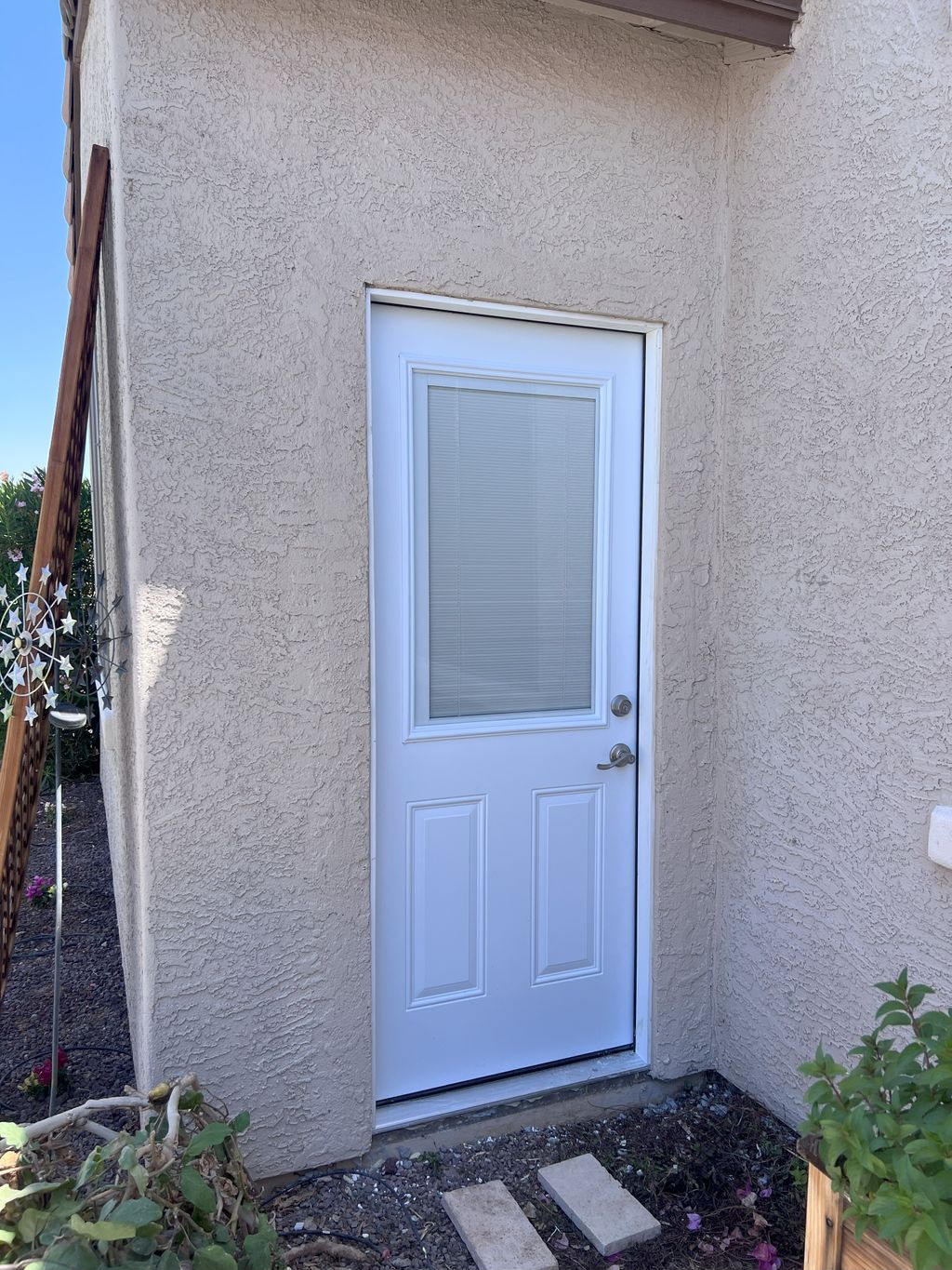 Opened and framed wall to install new door. 