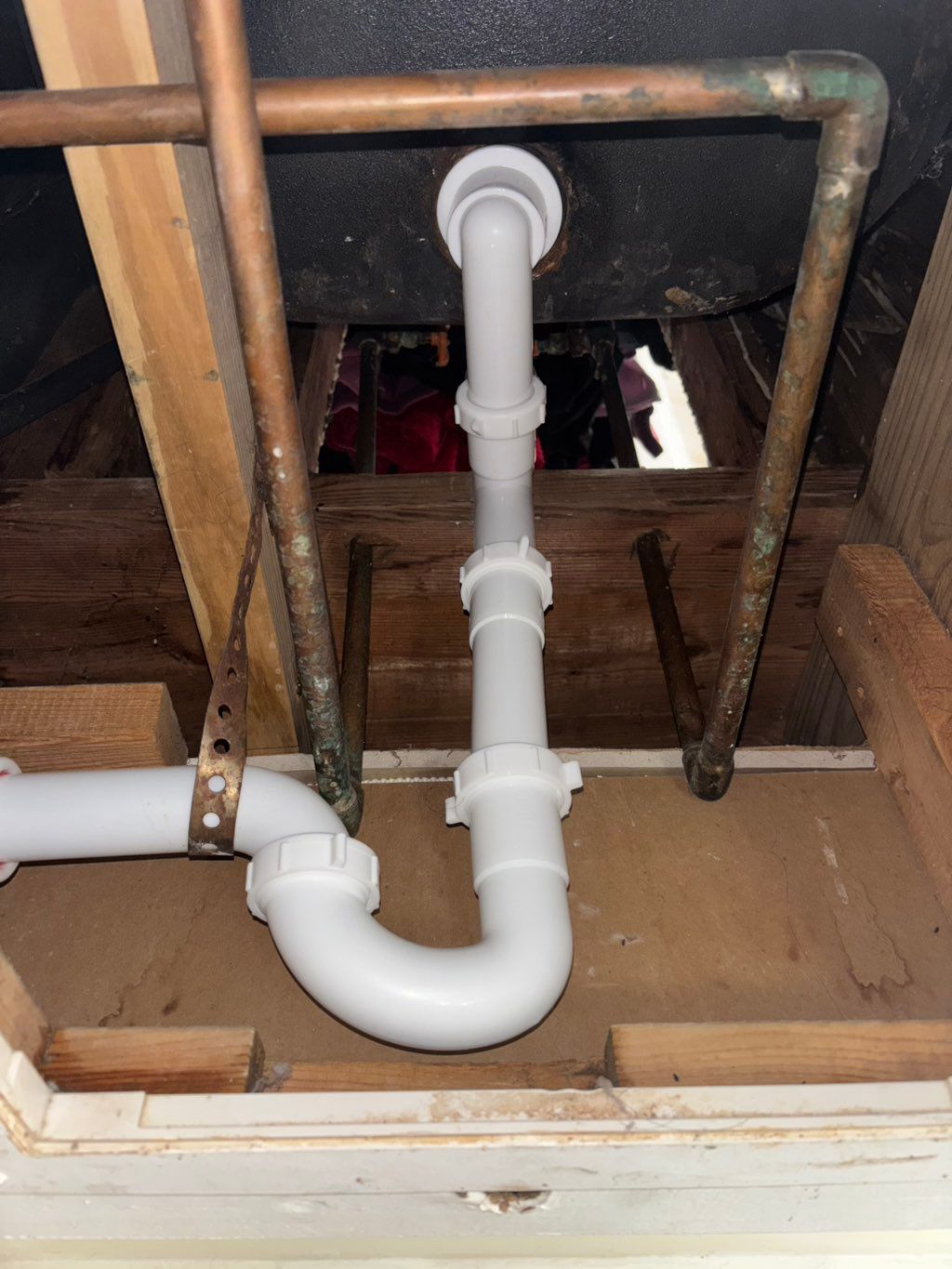New shower draining piping