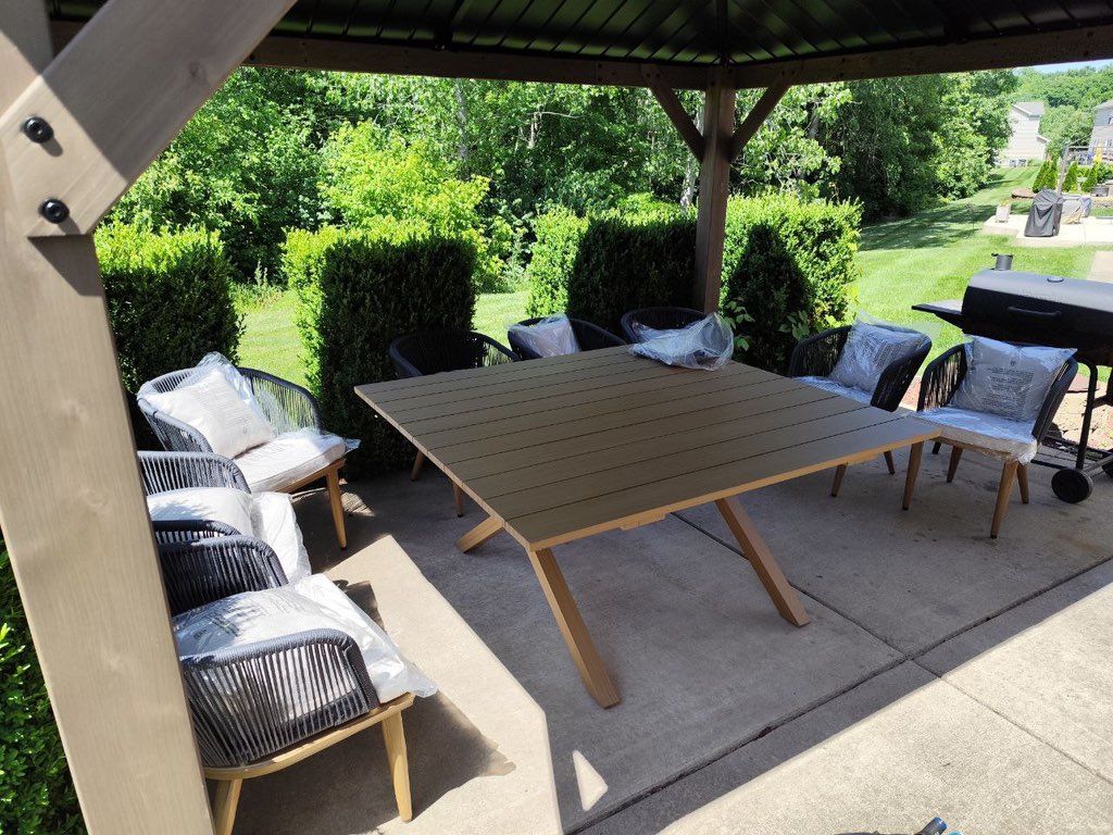 Unpacking, assembly and installation of gazebo, as