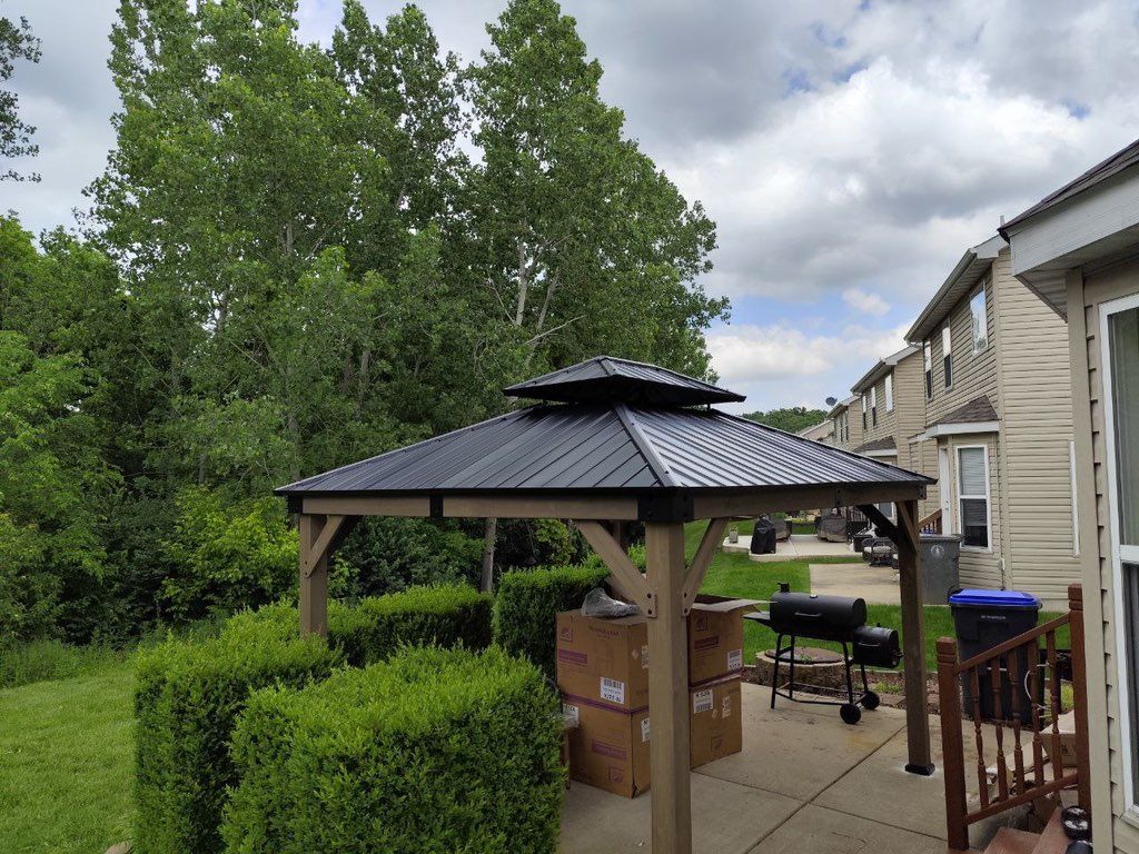 Unpacking, assembly and installation of gazebo, as