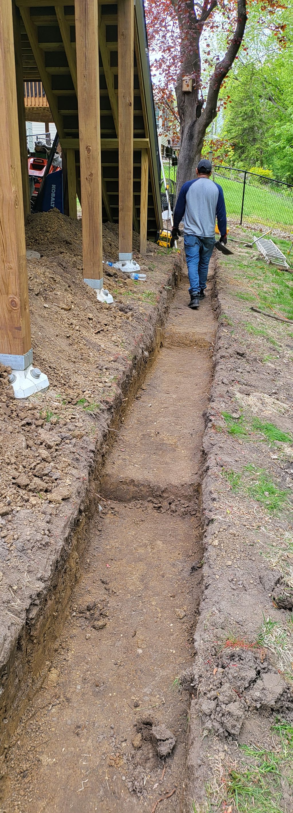 Excavation for retaining wall.