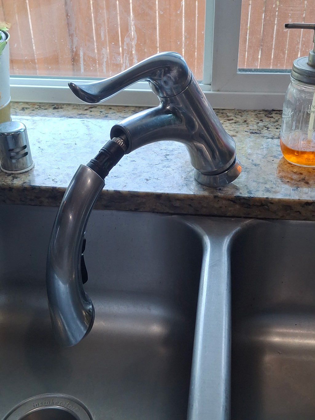 Before- old kitchen faucet 