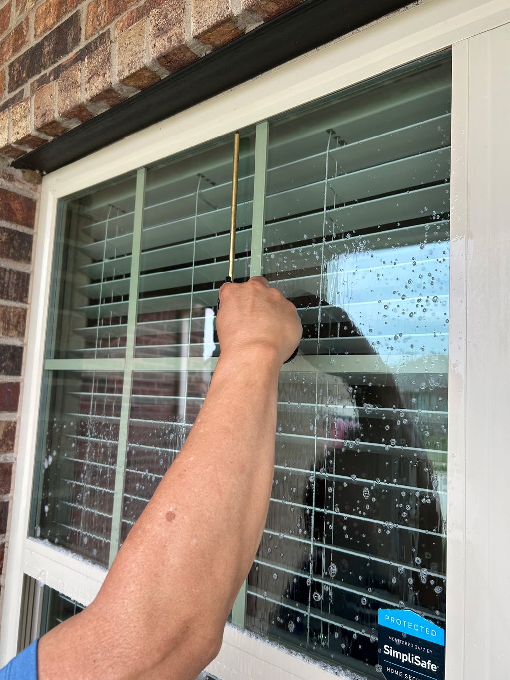 Using squeegee mainly in inside.
