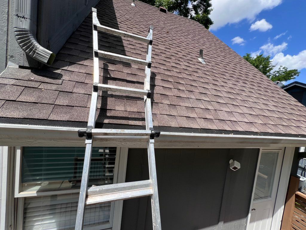 Gutter cleaning for steep roof customer. 