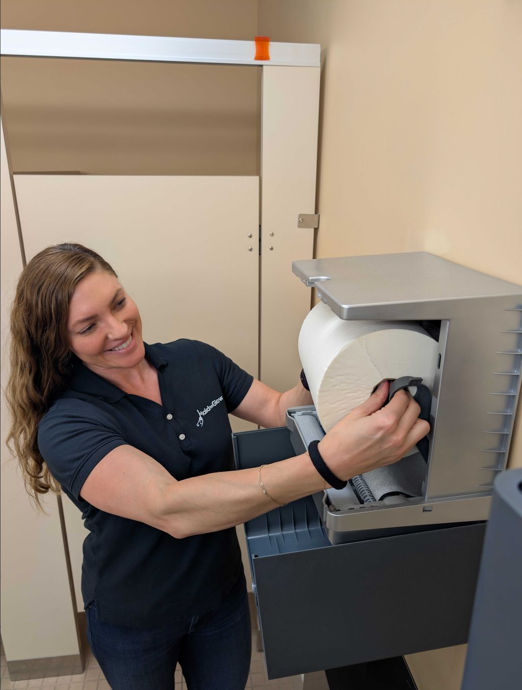 Changing the paper towels for 1 of our commercial 